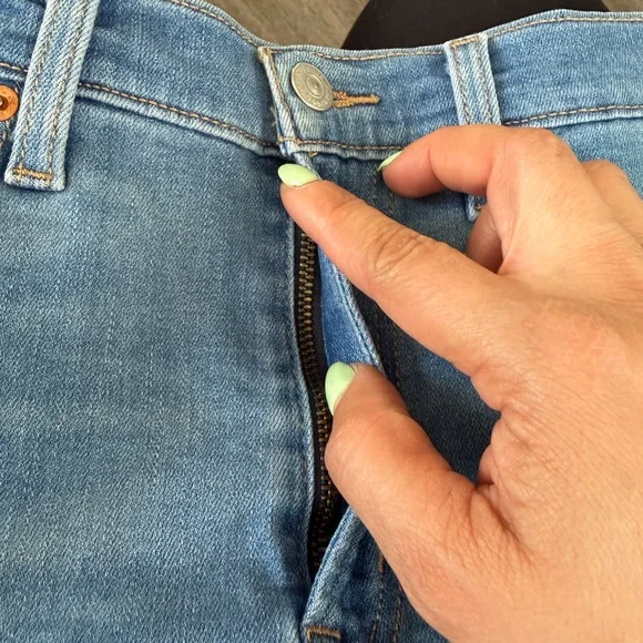 Levi's Light Blue Distressed High-Rise Denim Shorts - Picture 5 of 6